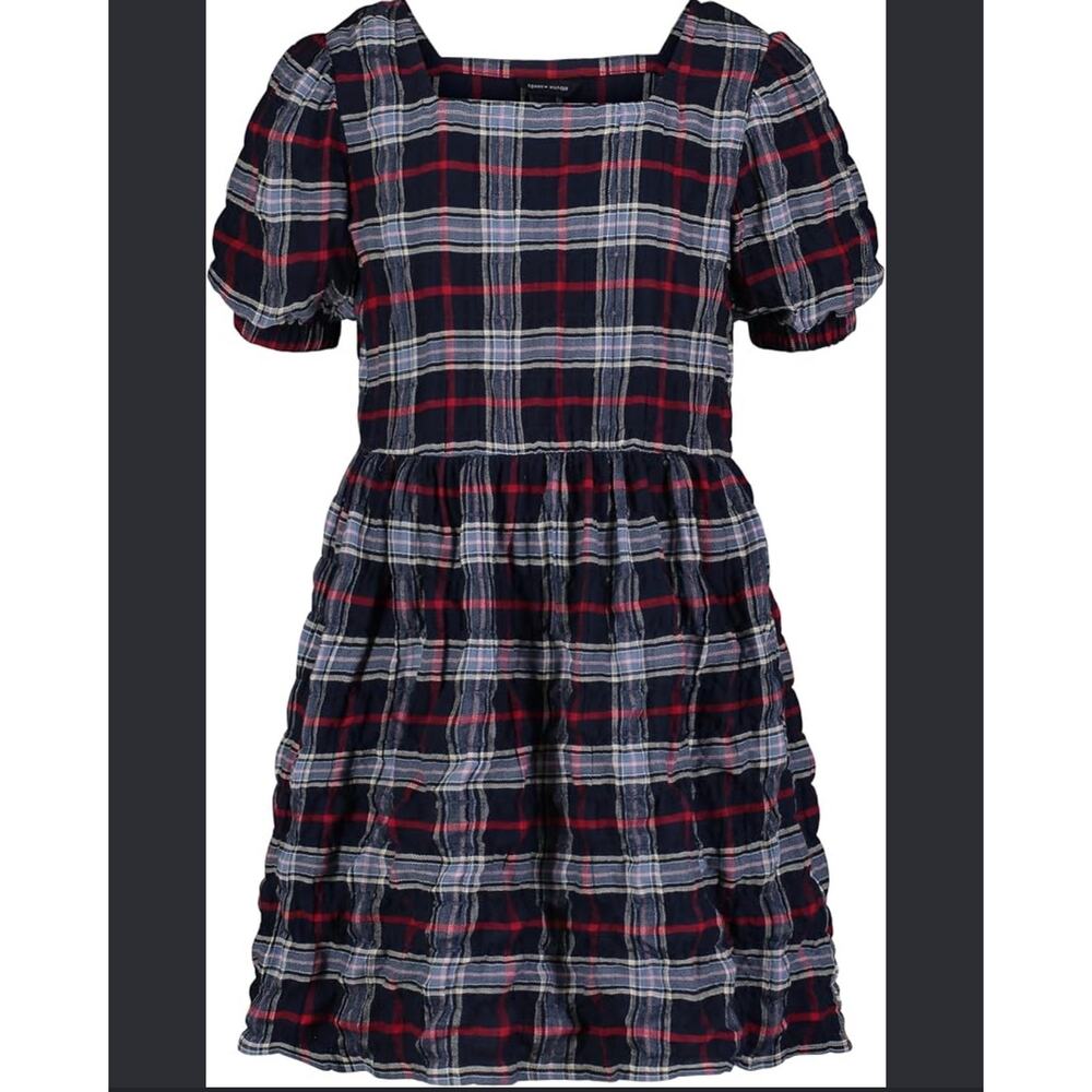 New girls Tommy Hilfiger seersucker navy dress sz 16 - Picture 2 of 4